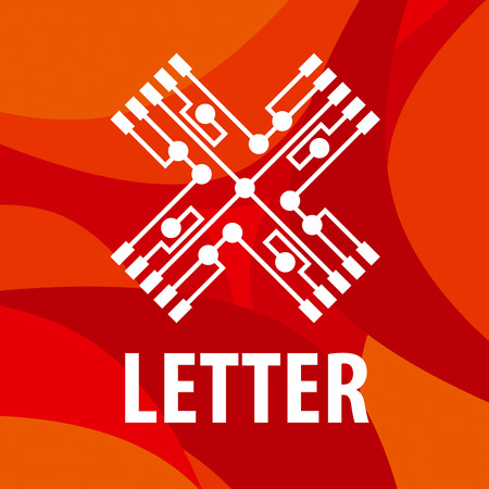 vector icon letter X in the form chip on a red backgroundのイラスト素材