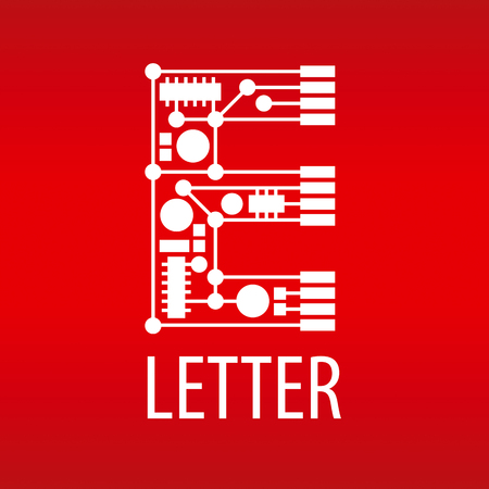 Abstract vector logo the letter E in the form of a chipのイラスト素材