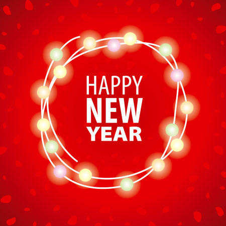 vector  Christmas garland on a red backgroundのイラスト素材