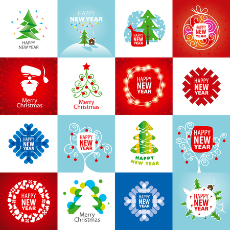large set of vector logos for the new yearのイラスト素材
