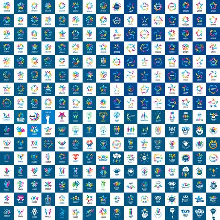 set of abstract vector logos people to social groupsのイラスト素材
