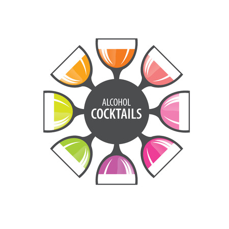 vector icons of alcoholic drinks by the glassのイラスト素材