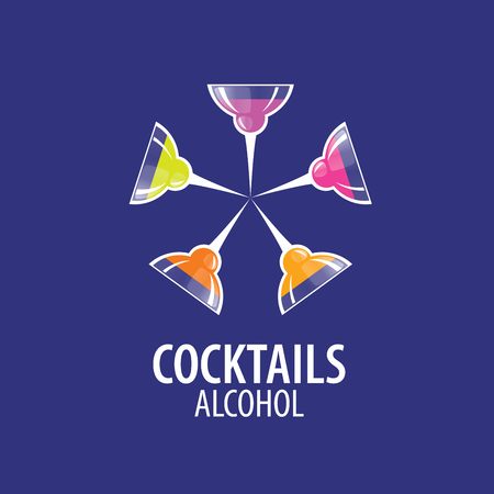 vector icons of alcoholic drinks by the glassのイラスト素材