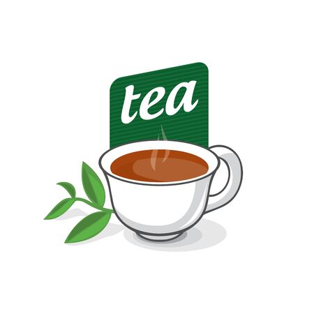Illustration of tea. design Element vector logo templateのイラスト素材