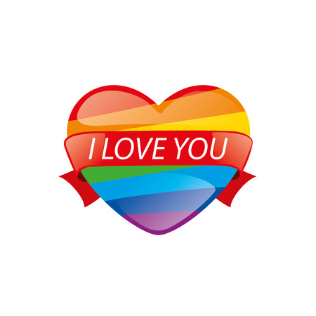 Rainbow heart. Conceptual design for gay and lesbian support symbol. LGBT theme. Vector illustration.のイラスト素材