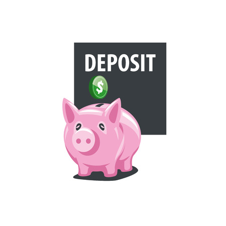 logo design template piggy bank. Vector illustrationのイラスト素材
