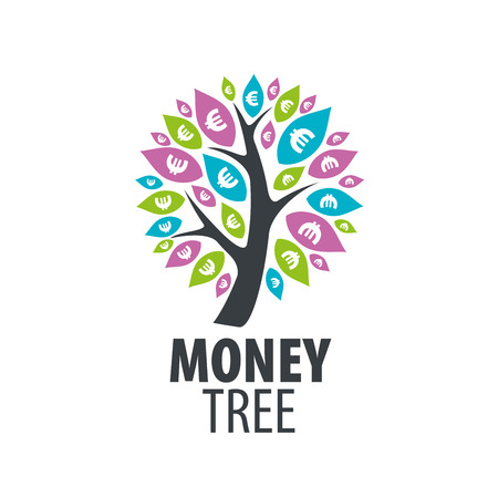 logo design template money tree. Vector illustrationのイラスト素材