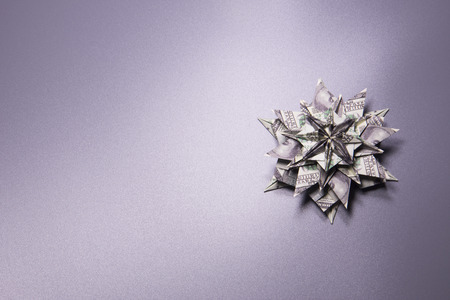 snowflake origami made of banknotes dollar Handmade