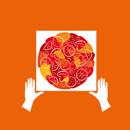 Pizza template design. Vector illustration of iconのイラスト素材