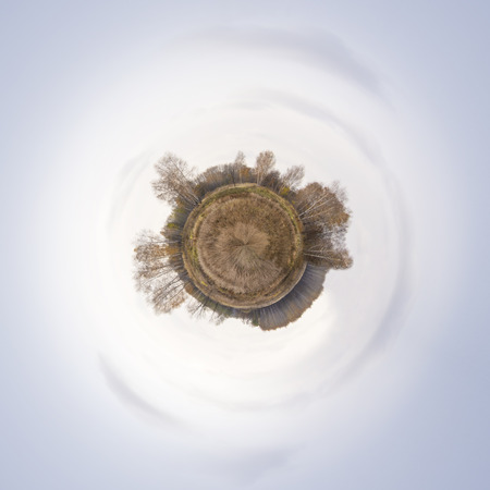 spherical panorama of a cloudy autumn landscapeの写真素材