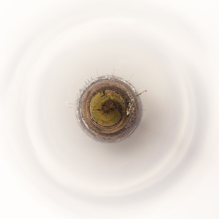 spherical industrial landscape. Ecology concept or industry