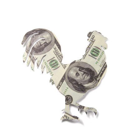 origami out of money in the form of a cockの写真素材