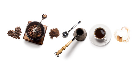 Top view of coffee, isolate on whiteの写真素材