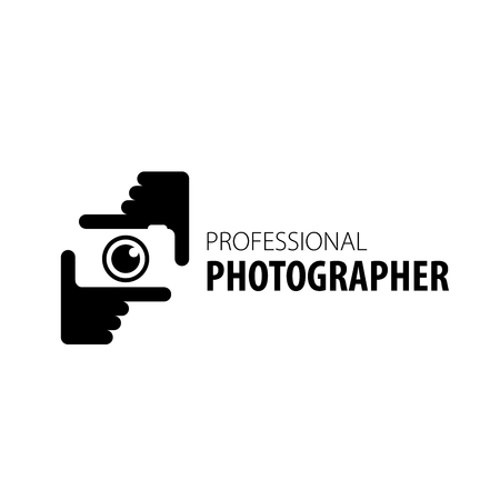 logo camera in the hands of the photographerのイラスト素材