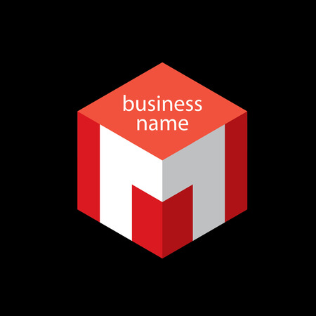Letter M cube logo icon design template elementsのイラスト素材