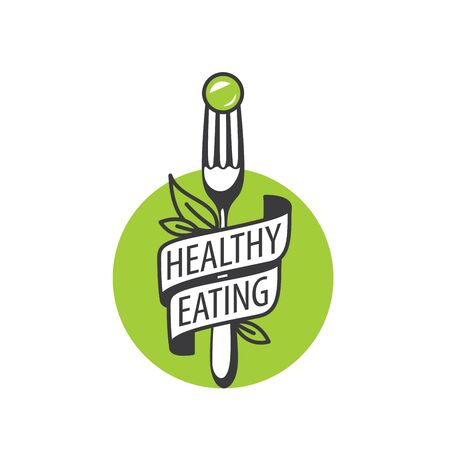 healthy food logo design template. Vector illustrationのイラスト素材