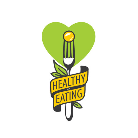 healthy food logo design template. Vector illustrationのイラスト素材