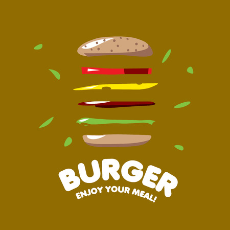 vector logo burger for menu restaurant or cafeのイラスト素材