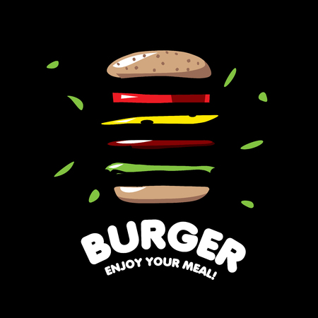 vector logo burger for menu restaurant or cafeのイラスト素材