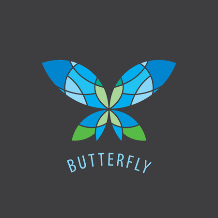vector logo schematic butterfly with color insertsのイラスト素材