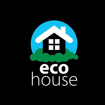 template design logo eco house. Vector illustration of iconのイラスト素材