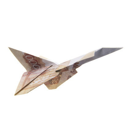 origami airplane from banknotesの写真素材