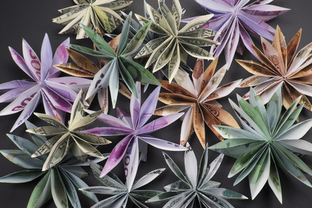 flowers origami banknotesの写真素材