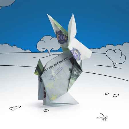 origami hare from banknotesの写真素材