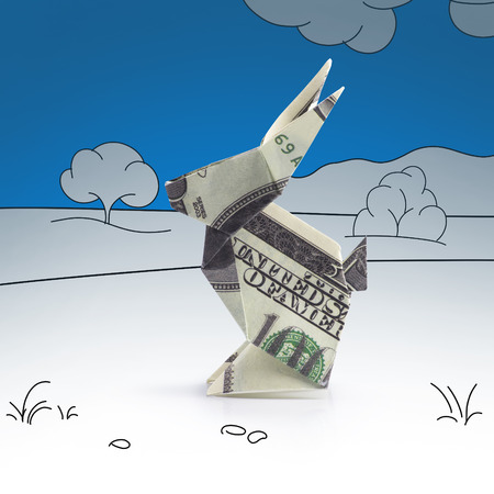 origami hare from banknotesの写真素材