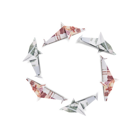 origami Dolphin from banknotesの写真素材