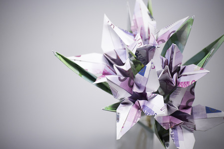 flowers origami banknotesの写真素材