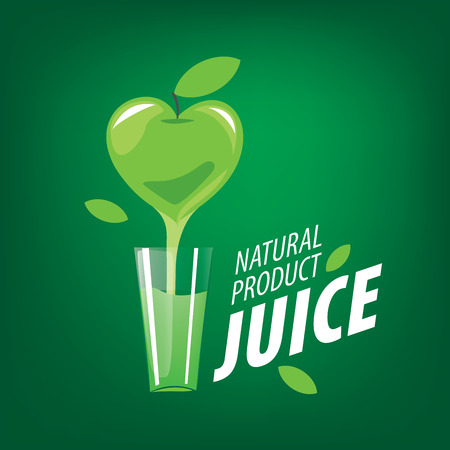 Green apple juice dripping on a glass. logo designのイラスト素材