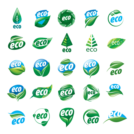 Eco leaf icon in green setのイラスト素材