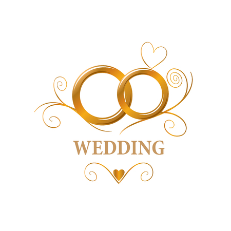 Wedding icons with ringsのイラスト素材