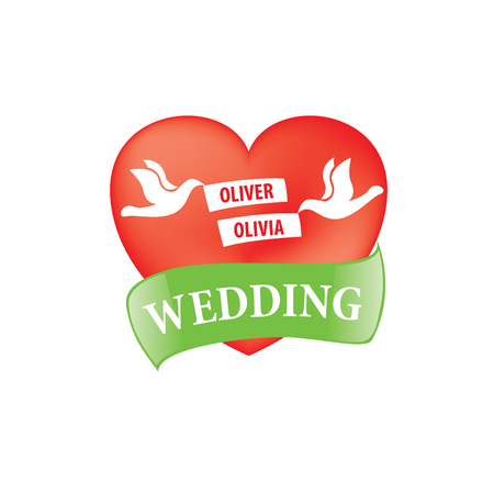 Wedding icons with heart and doveのイラスト素材