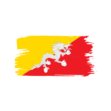 Bhutan flag, vector illustration on a white backgroundのイラスト素材