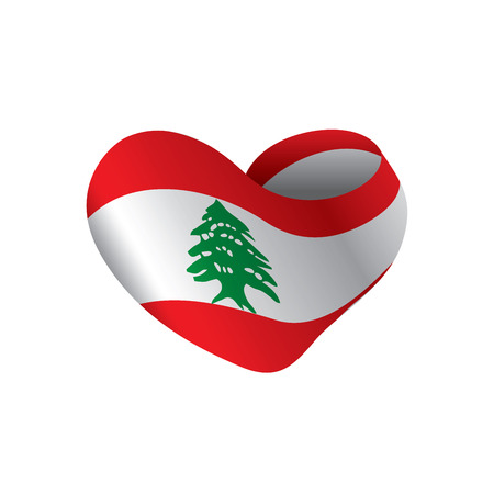 Lebanese flag, in a heart shaped vector illustration on a white backgroundのイラスト素材