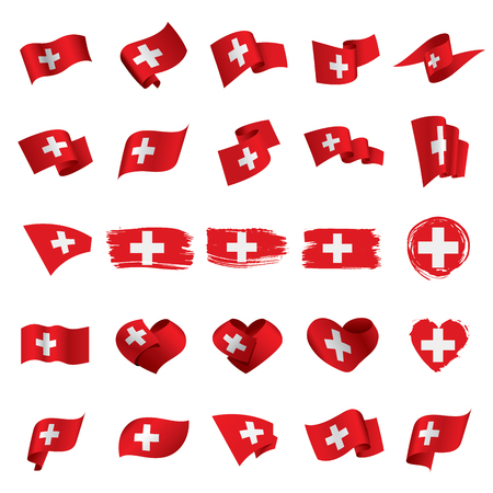 Switzerland flag, vector illustration on a white backgroundのイラスト素材