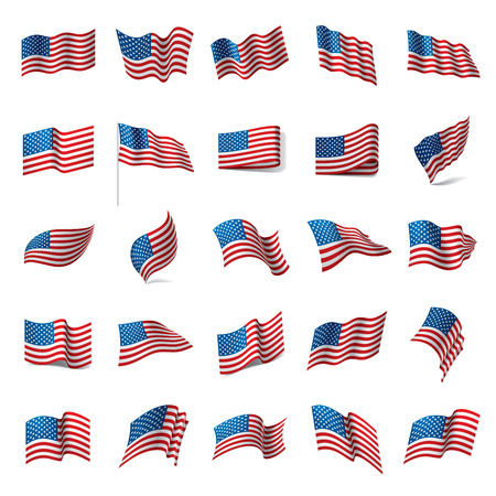 USA Flag isolated on white background.のイラスト素材