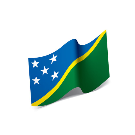 Solomon Islands flag, waving illustration in white background.のイラスト素材