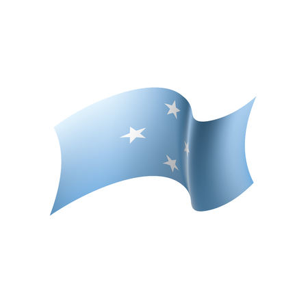Federated States Micronesia flag waving illustration in white background.のイラスト素材