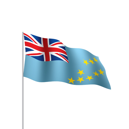 Tuvalu flag, waving illustration in white background.のイラスト素材