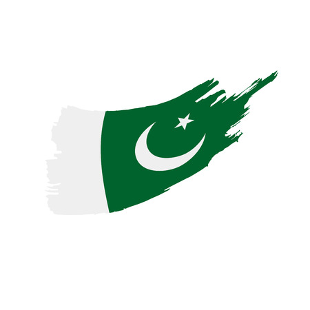 Pakistan flag on white background, vector illustration.のイラスト素材