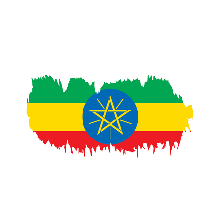 Ethiopia flag on white background, vector illustration.のイラスト素材