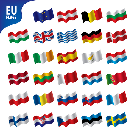 Flags of the european union isolated on plain background.のイラスト素材