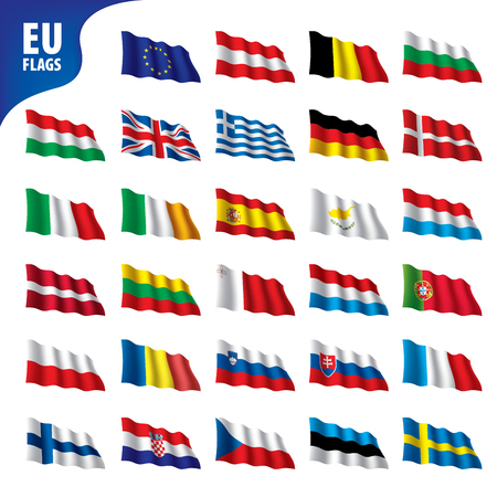Flags of the european union isolated on plain background.のイラスト素材