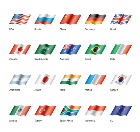 set of flags of the G20 Vector illustration.のイラスト素材