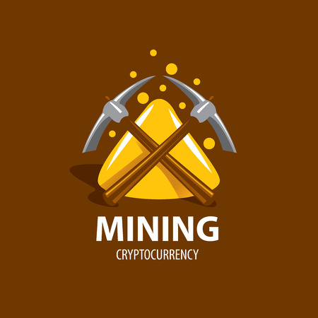 Digital currency mining with gold and pickax iconのイラスト素材