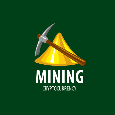 Digital currency mining. Pick and gold. Vector illustrationのイラスト素材