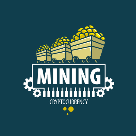 Digital currency mining isolated on blue backgroundのイラスト素材